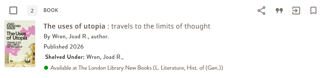 Image of the shelfmark as it appears in the London Library online catalogue  