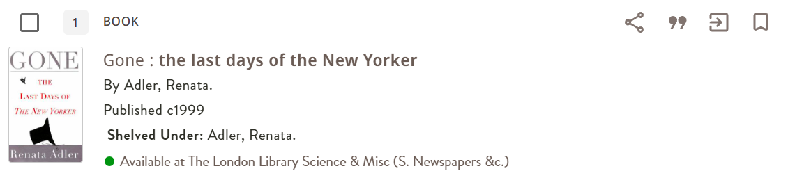 How a book in S. Newspapers would appear in the online catalogue.