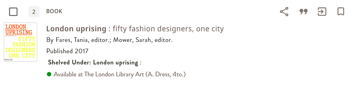 An example of how a catalogue entry in the Art Collection looks. 