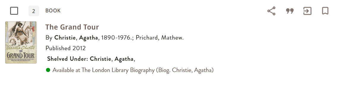 An examples of a catalogue entry in the biography collection.