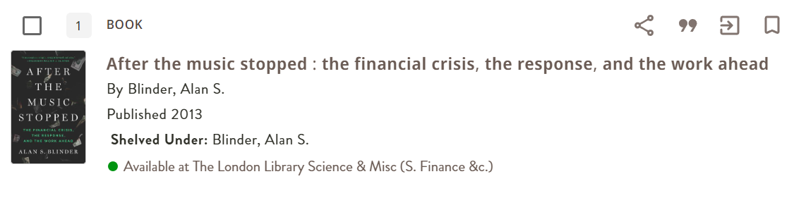 How a book on economics would appear in the catalogue. 