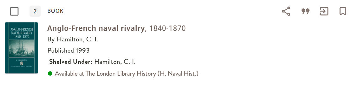 An example of how a military history volume appears in the catalogue