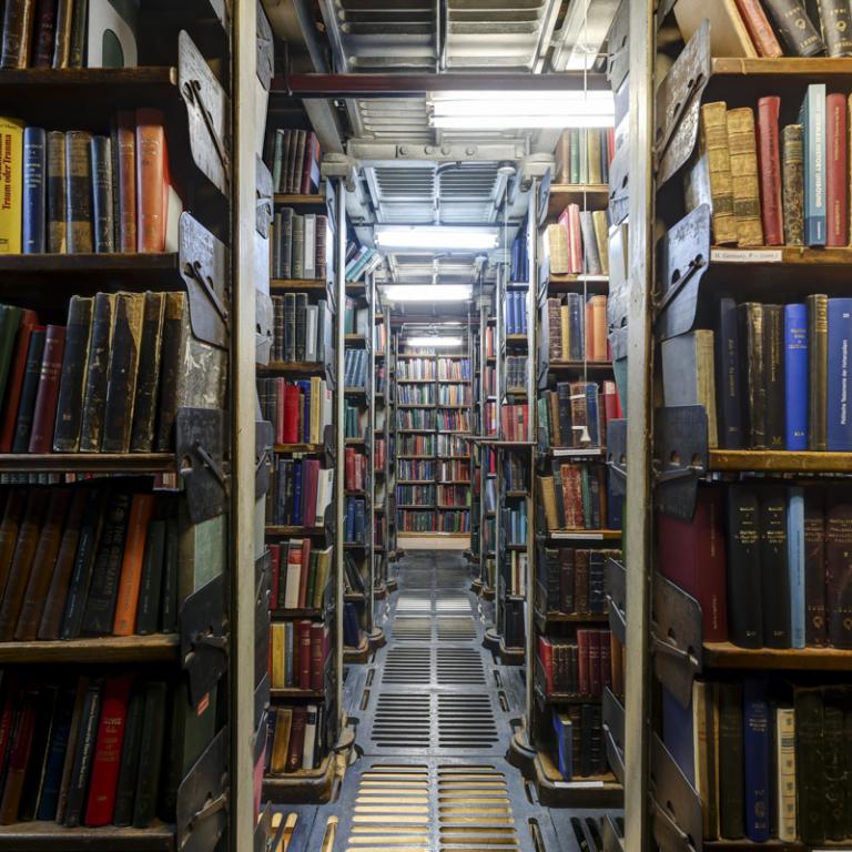 Shelves of books in The London Library