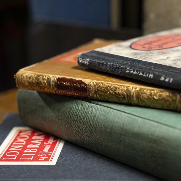 Stack of books on a table