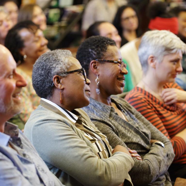 Close up of women in audience 