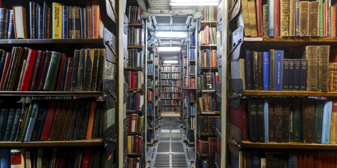 Shelves of books in The London Library