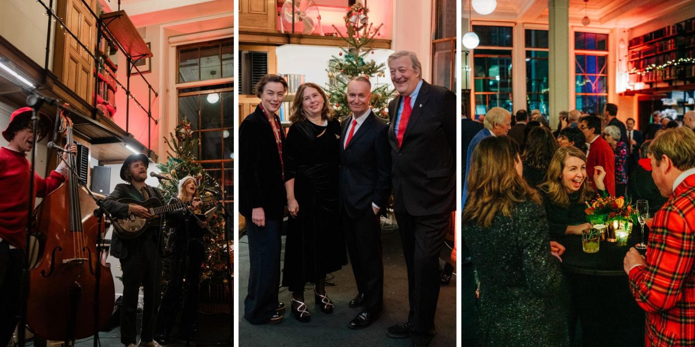 Images of people and celebs enjoying the Christmas party